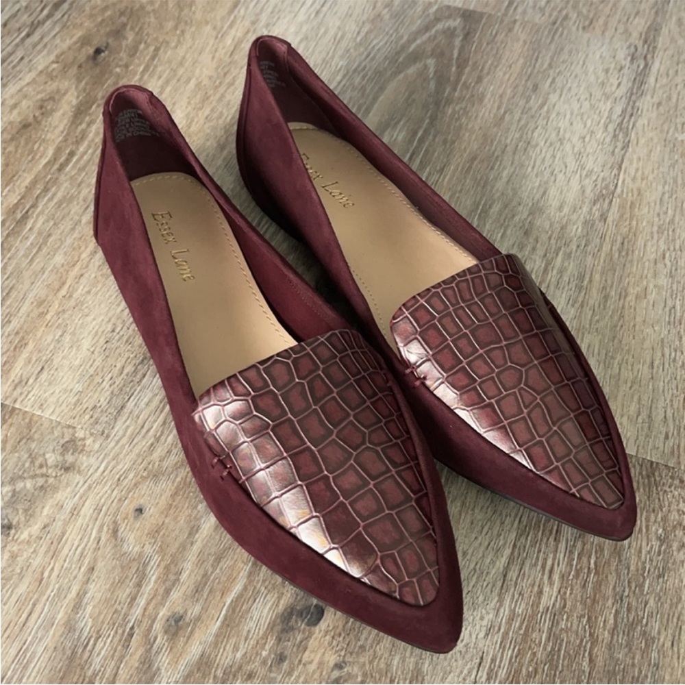 NWT Essex Lane Suede Deep Wine Shoes Size 6.5